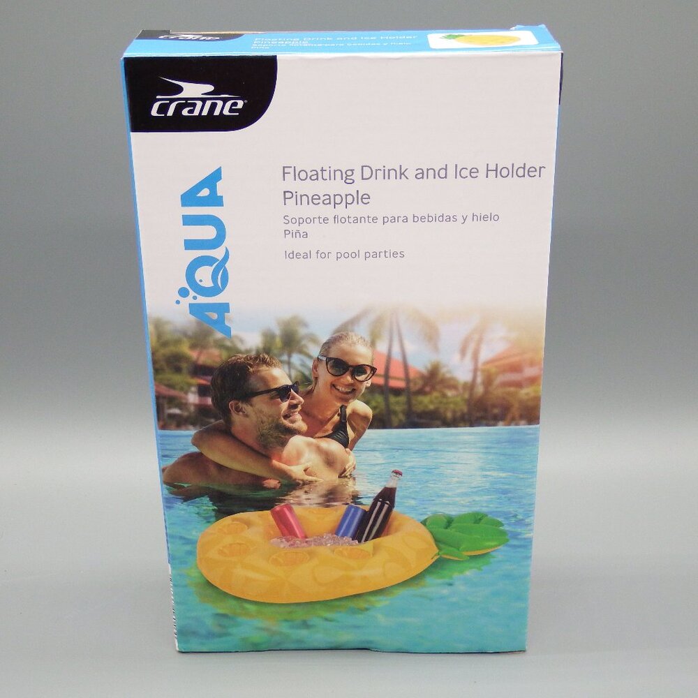 NIB Crane Aqua Inflatable 30.3" x 19.9" Pineapple Floating Drink And Ice Holder